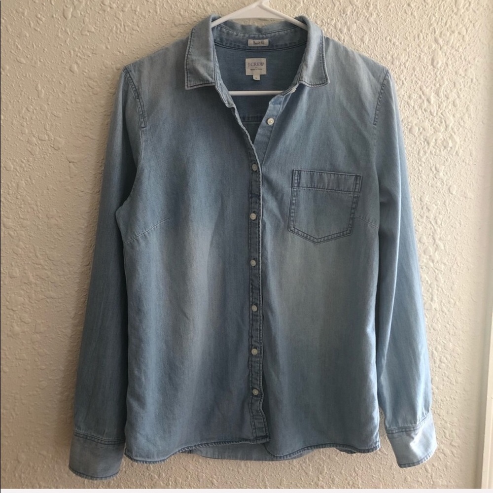 J Crew Denim Button Down Shirt Size L